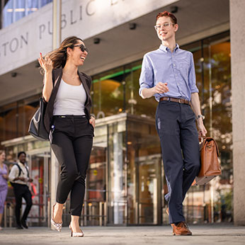 People walking outside. Links to Gifts of Appreciated Securities